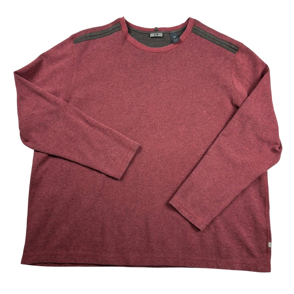 REI Mens XXL Long Sleeve Crewneck Sweatshirt Heathered Red Maroon Midweight